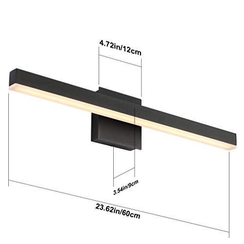 Aipsun 23.6 inch Modern Black Vanity Light LED Bathroom Vanity Light Fixtures Black Wall Light for Bathroom (Warm White 3000K) - Image 5