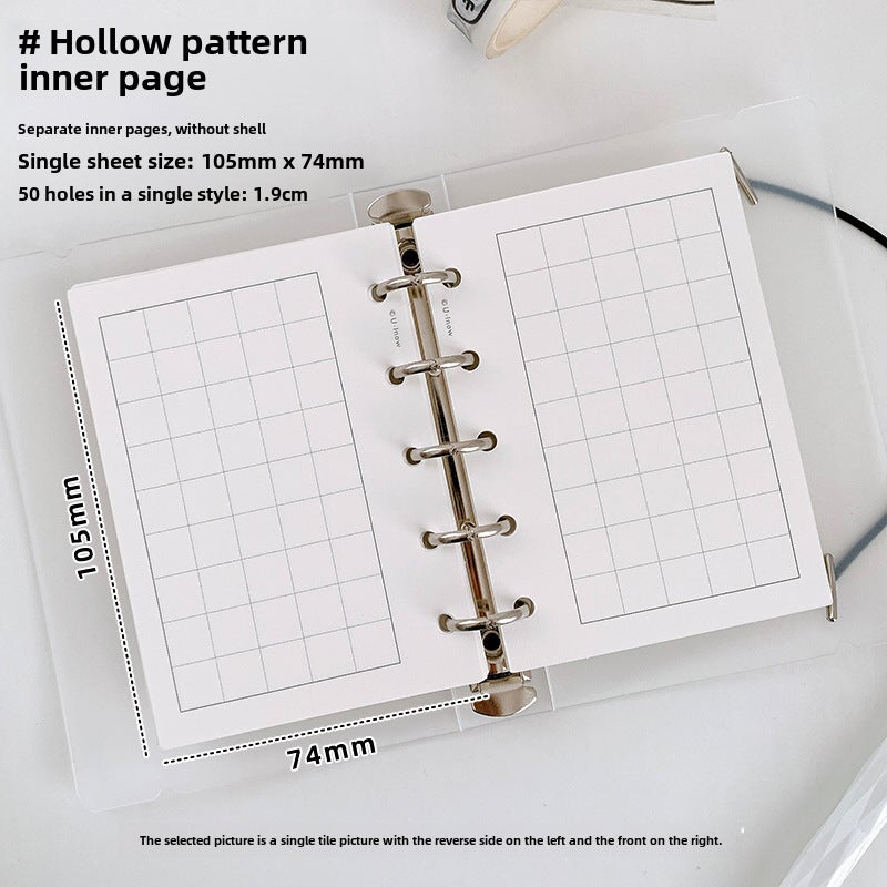 Generic Domestic Kumamoto Paper M5 A8 Grid Line Planner Refill 5-Hole Pages Hollow grid inner page 74*105mm (punched) 