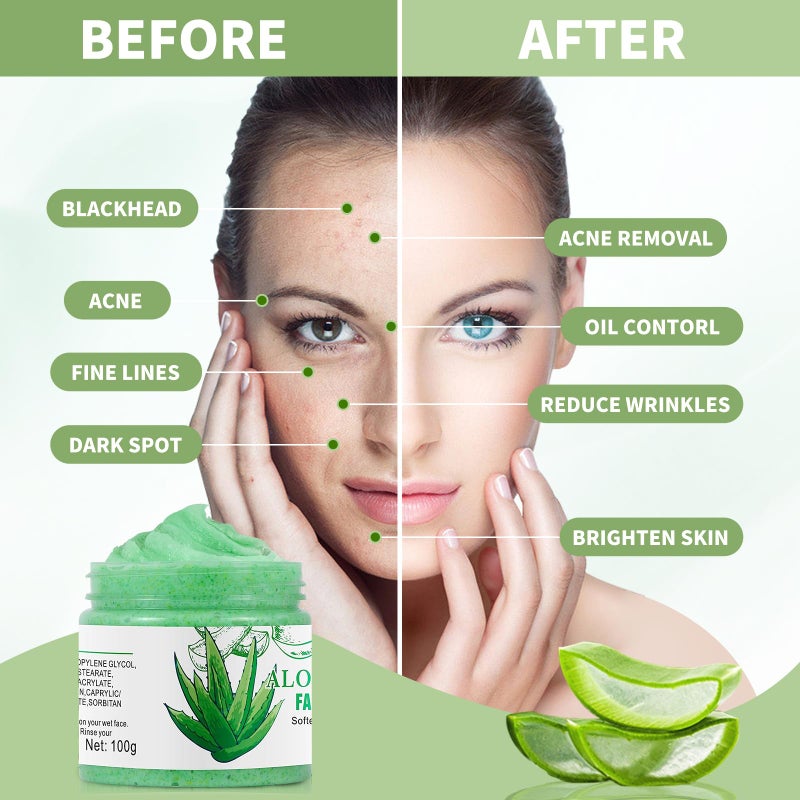 IREV Aloe Vera Facial Scrub & Cleanser - Exfoliating Face Wash for Blackheads & Acne - Image 2