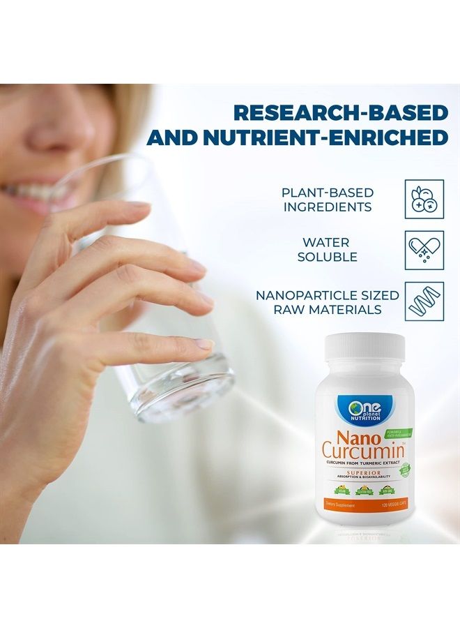 One Planet Nutrition Nano Curcumin 500mg — Turmeric Curcumin Gluten Free Water Soluble Nano Supplements for Better Absorption, Turmeric Capsules Gluten Free - 120 Veggie Capsules, Up to 4 Months Suppl - Image 4