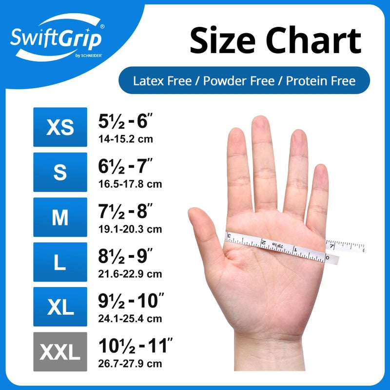 SwiftGrip Disposable Nitrile Exam Gloves, Blue, Nitrile Gloves Disposable Latex Free, Medical Gloves, Cleaning Gloves, Food-Safe Rubber Gloves, Powder Free, Non-Sterile, 100-ct Box (X-Small) - Image 5