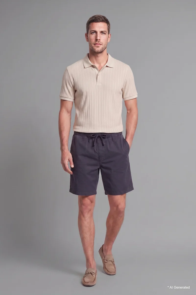ديفاكتو Relaxed Fit Beige Ultra Soft Bermuda Shorts