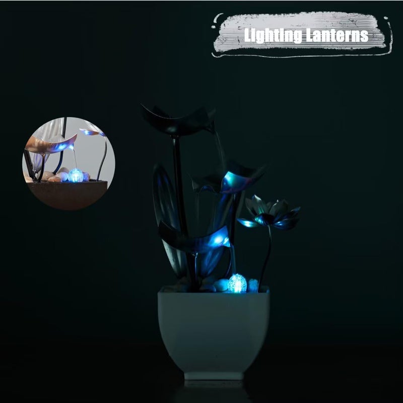TangCHUAN Tabletop Fountain Fountain Water Feature for Zen Home Decor: Deep Basin & Natural River Rocks - Zen Relaxation for Office, Living Room Silver - Image 5