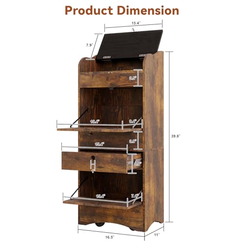 ARTETHYS Potato and Onion Storage Bin with Wheels Movable Bread Box with Lid Rustic Vegetable Organization Cabinet for Kitchen - Image 5