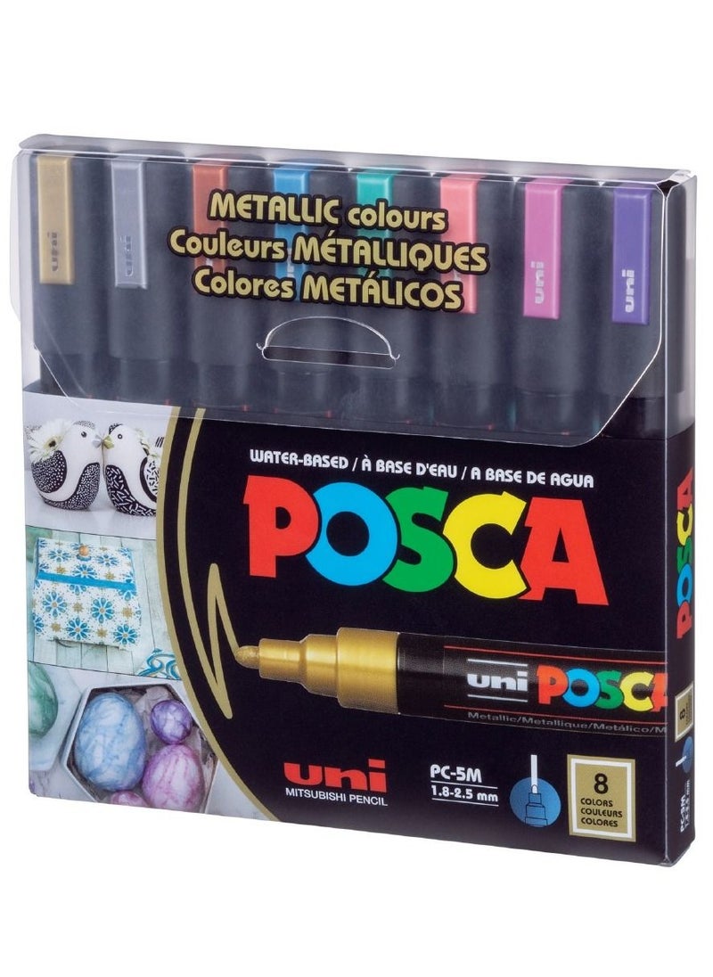 POSCA 8-Piece Bullet Tip Paint Marker Metallic Colours  - Image 2