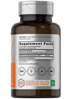 Horbaach Horbäach Vitamin D3 K2 | 5000iu of Vitamin D & 100mcg MK-7 Complex | 180 Softgel Capsules | Non-GMO & Gluten Free Supplement  - Image 2
