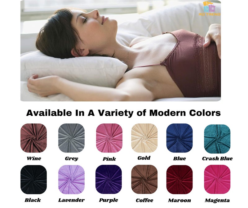 RD TREND® Presents Velvet 250 GSM Self Stripe Pillow Cover Set of 2 with Zipper, Size -18" x 28" Inches (45x71 Cm) (Peach) - Image 4