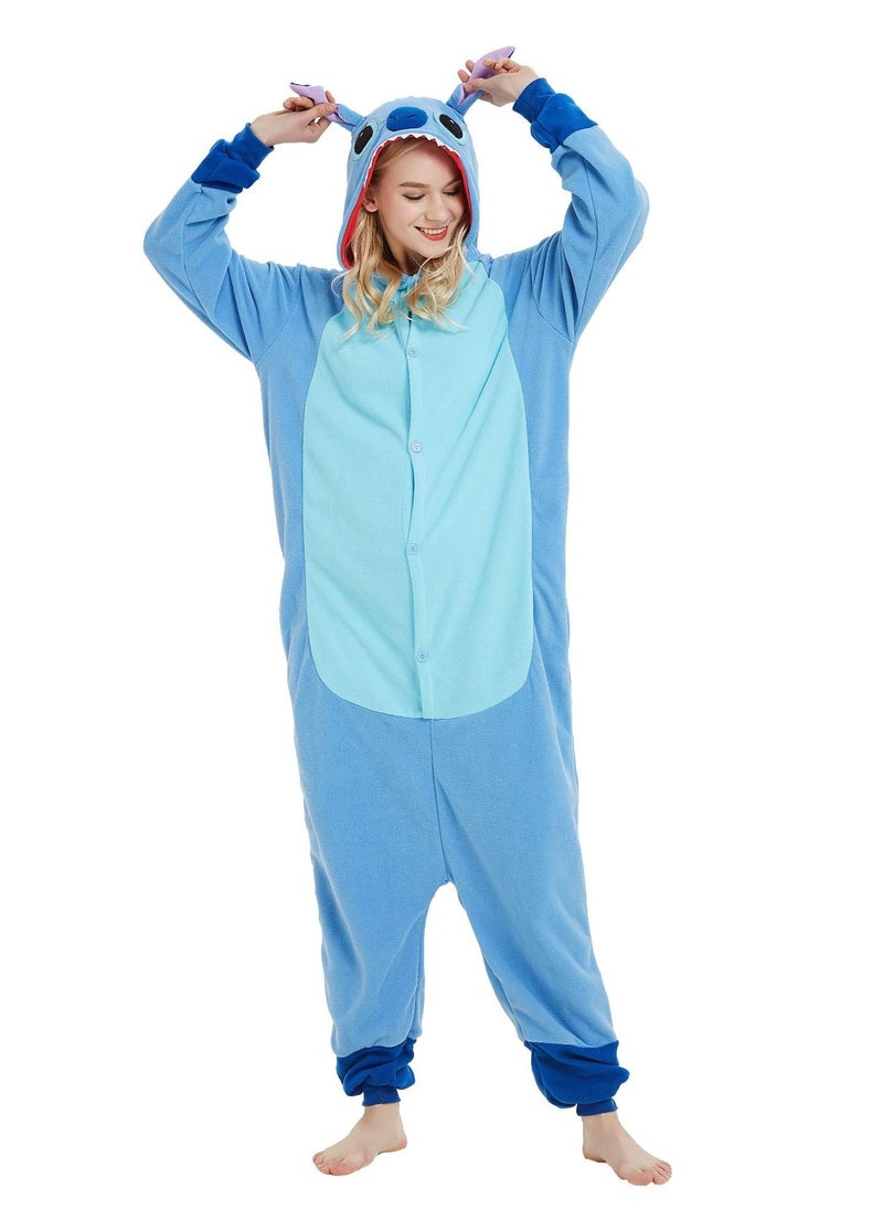 Adults Unisex Onesie Costumes Animal Cosplay Pajamas,blue  - Image 1