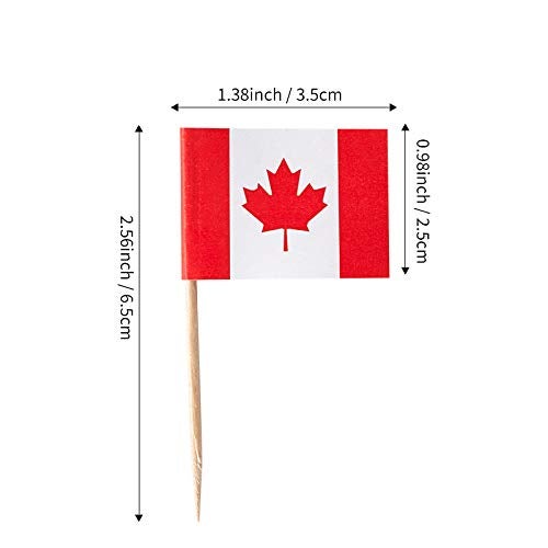 JAVD CYPS 100 Pcs Canada Flag Canadian Toothpick Flags Small Mini Stick Cupcake Toppers Canadian FlagsCountry Picks Party Decoration Celebration Cocktail Food Bar Cake Flags - Image 5