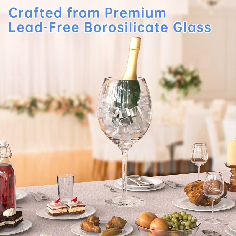 NiHome Artisan 100oz Hand-Blown Giant Wine Glass for Celebrations & Gatherings, 15" Tall 4.5" Mouth Italian Design Large Capacity Crystal Stemware, Elegant Lead-Free Glassware Eco-Friendly Packaging - Image 4