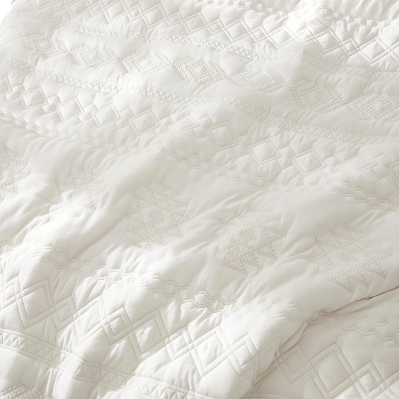 WDCOZY Boho Ivory Oversized California Cal King Size Quilt Bedding Sets with 2 Pillow Shams, Cream White Farmhouse Lightweight Soft Bedspread Coverlet for All Season, 3 Pieces - Image 5