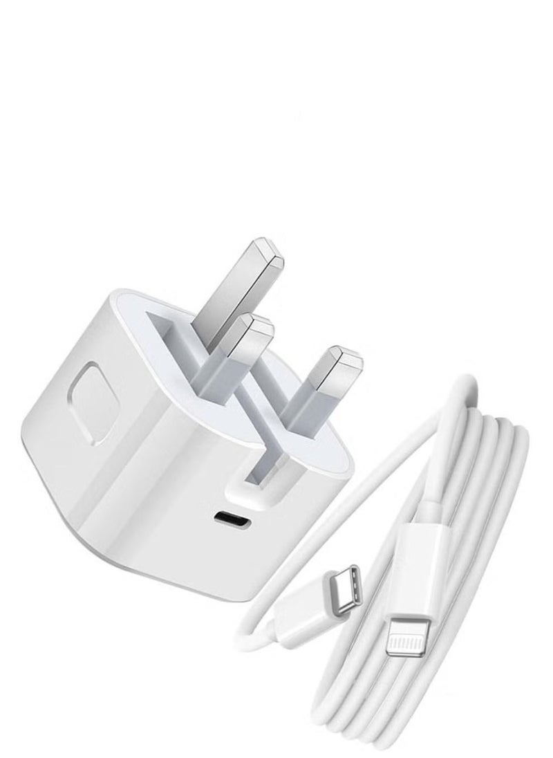 ELTRAZONE ELTRAZONE iPhone Fast Charger Plug & Cable 2M, [Apple MFi Certified] 20W USB-C Charger Power Adapter w/ USB-C to Lightning Cable for iPhone 13/12/SE/11/XS/XR/X/8, iPad, AirPods – White 