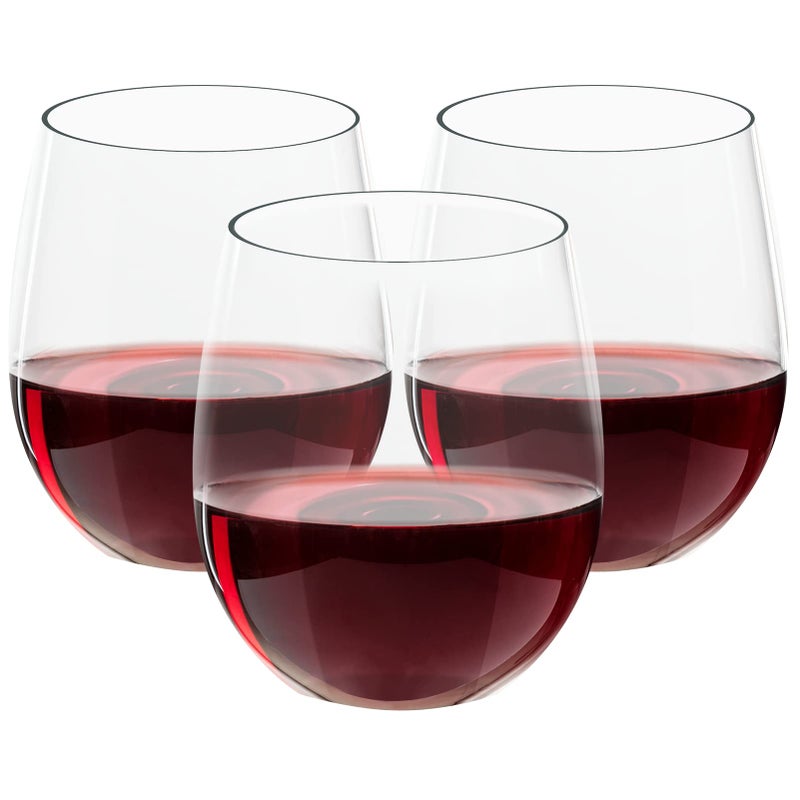 FOCUSLINE 32 Pack Plastic Wine Glasses Stemless, 12 Oz Crystal Clear Disposable Wine Cups, Reusable Plastic Wine Glasses for Parties Weddings, Shatterproof Recyclable and BPA-Free - Image 1