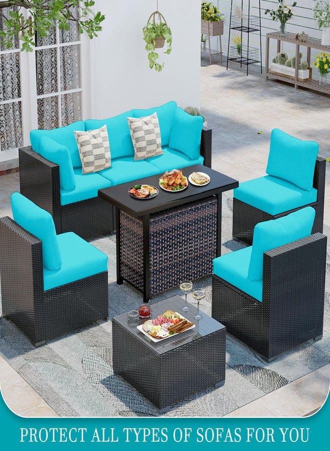 BIETYONE 12Pcs Stretch Patio Cushion Covers, Outdoor Couch Cushion Covers, Replacement, Outdoor Sofa Covers, Patio Slipcovers, Couch Cover, Washable Furniture Cover (Sky Blue, Cover Only) - Image 4