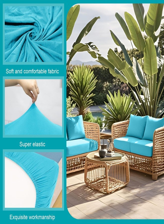 BIETYONE 12Pcs Stretch Patio Cushion Covers, Outdoor Couch Cushion Covers, Replacement, Outdoor Sofa Covers, Patio Slipcovers, Couch Cover, Washable Furniture Cover (Sky Blue, Cover Only) - Image 3