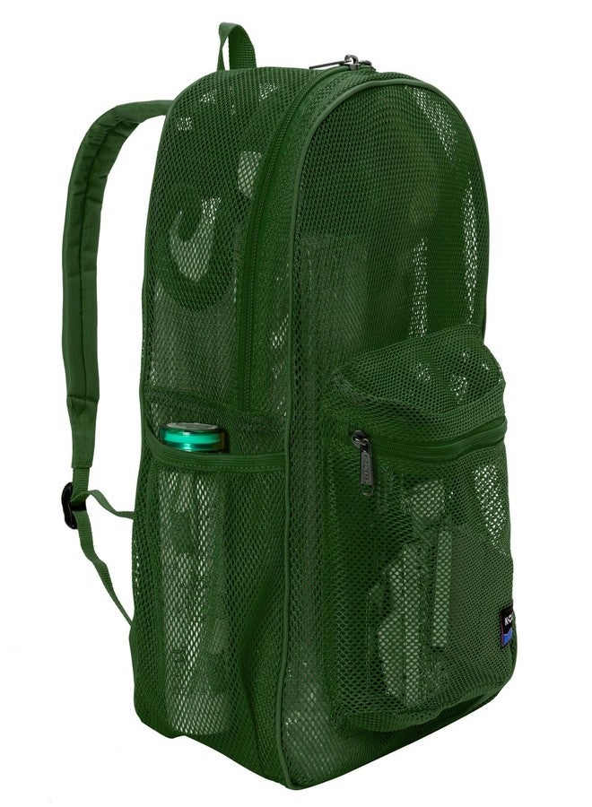 K-Cliffs Heavy Duty Mesh Backpack Quality Classic Student Net Bookbag Durable See Through Simple Netting Daypack Deluxe Basic School Bag Green - Image 1