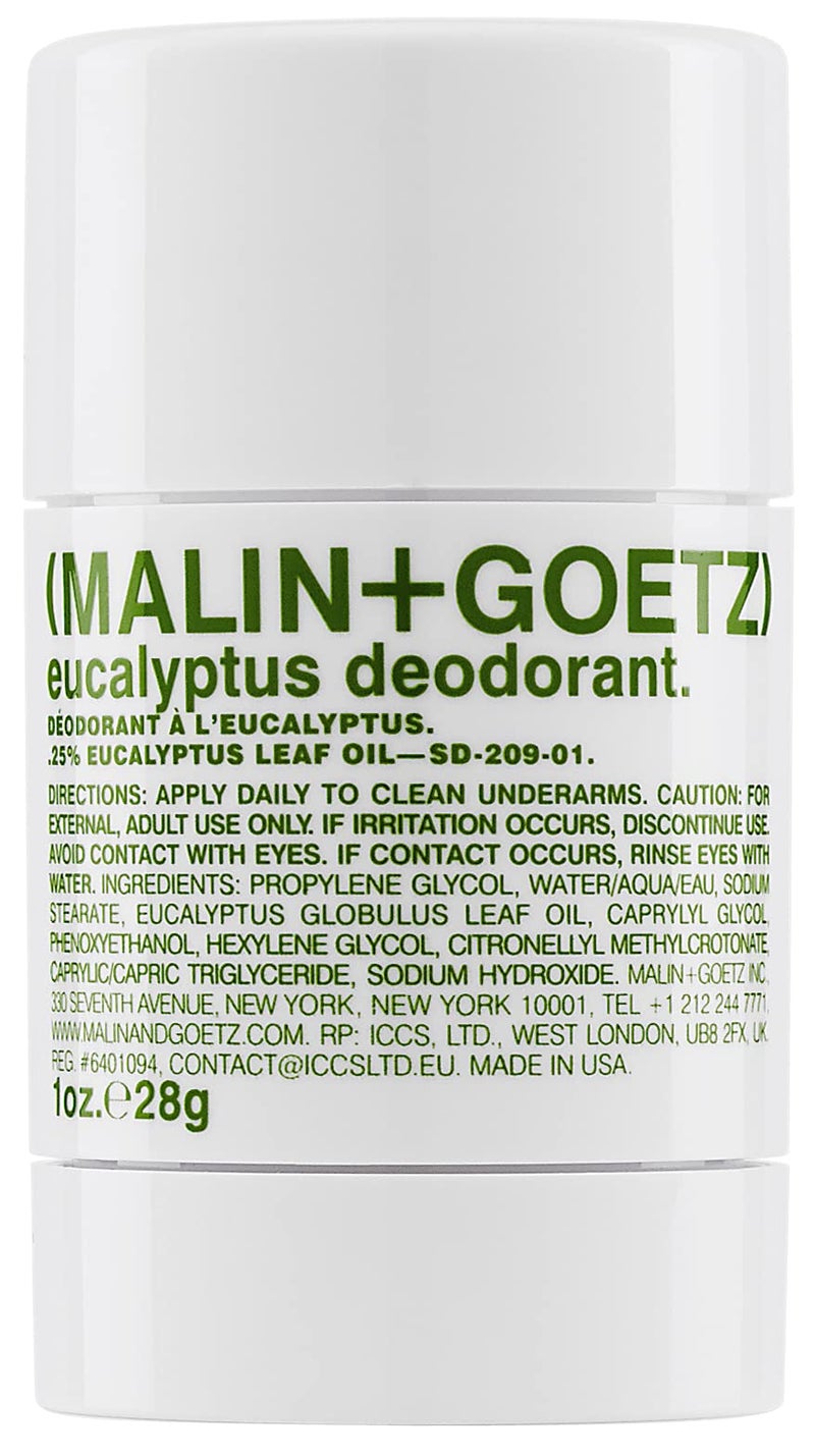 Malin  Goetz Eucalyptus Deodorant 1 oz  Men  Womens Stick Deodorant Scented Deodorant for All Skin Types Natural Fragrance  Color Aluminum Free Natural Deodorant