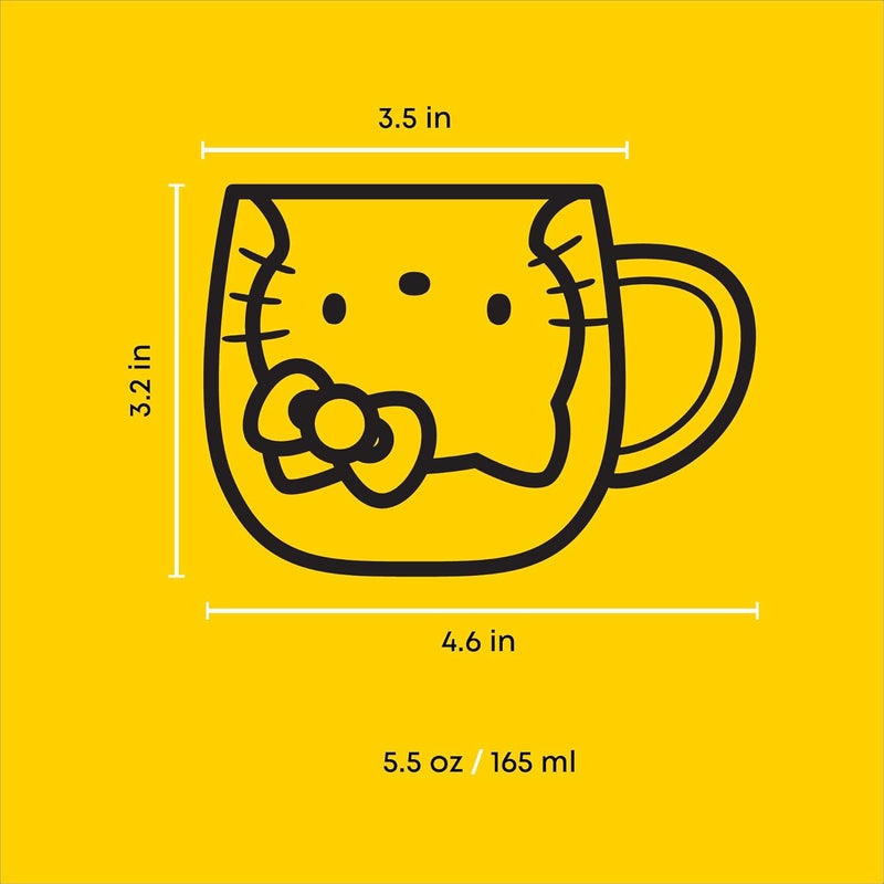 JoyJolt Hello Kitty 3D Espresso Cup 55 oz Double Wall Glass Cup with 3D Design Insulated Espresso Shot Glass Kawaii Sanrio Cup for Double Shot Coffee or Tea Hello Kitty Kitchen Stuff - Image 2
