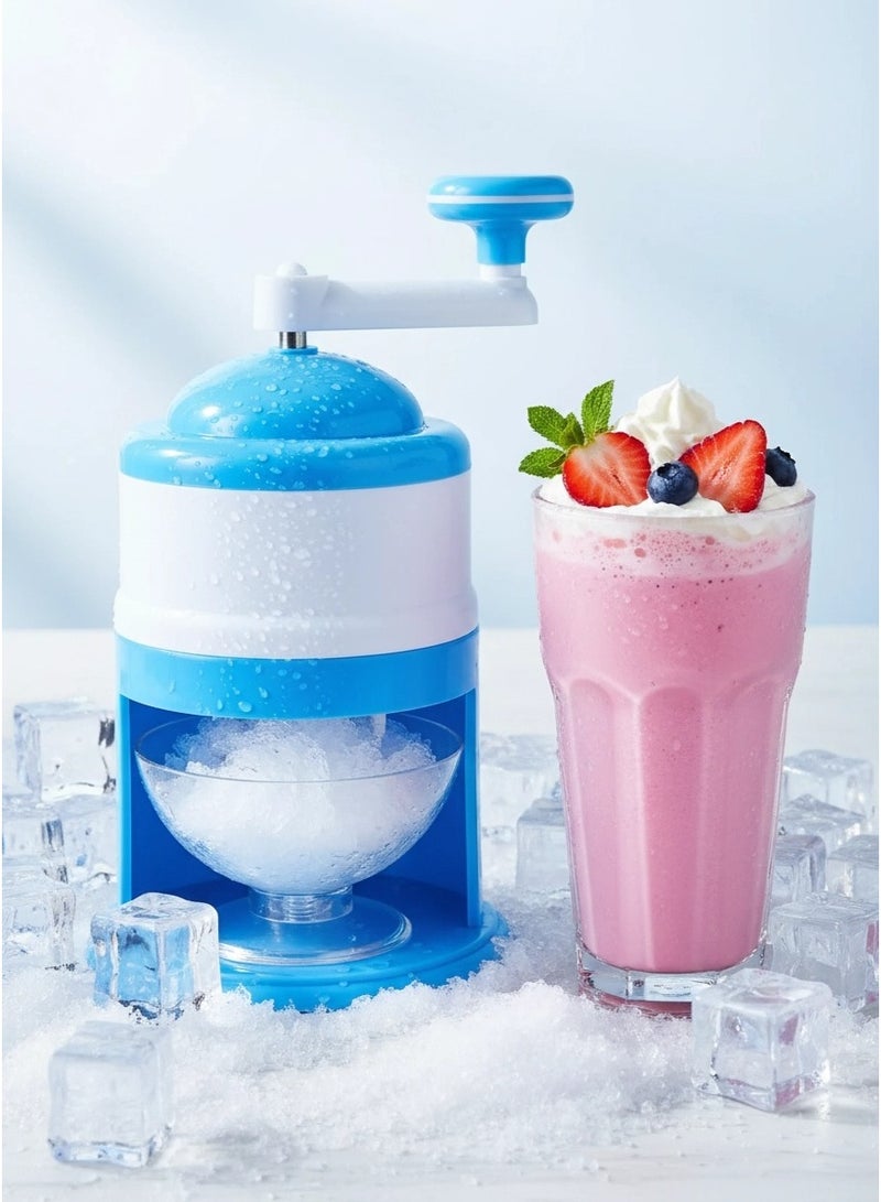 آلة سحق الثلج المحمولة اليدوية بمقبض يدوي، صانع الثلج المبشور، آلة طحن الثلج وصانع مخروط الثلج، آلة صغيرة لحلاقة الثلج لفصل الصيف للمطبخ والنزهات الخارجية. - Image 1