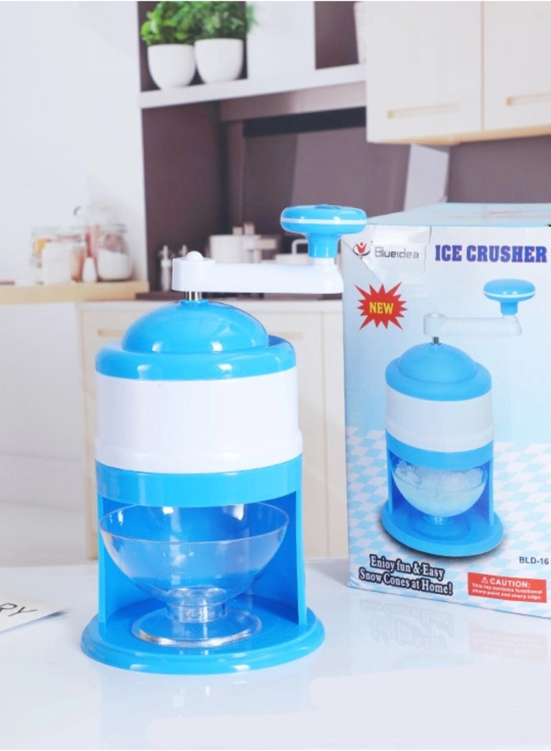 آلة سحق الثلج المحمولة اليدوية بمقبض يدوي، صانع الثلج المبشور، آلة طحن الثلج وصانع مخروط الثلج، آلة صغيرة لحلاقة الثلج لفصل الصيف للمطبخ والنزهات الخارجية. - Image 4