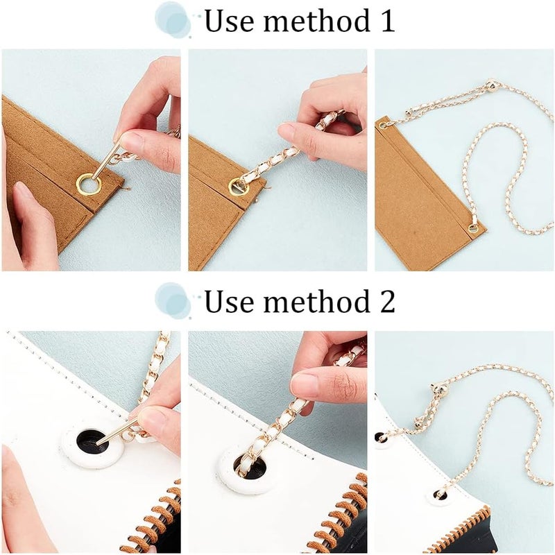 comfrt Adjustable Purse Chain Strap, 45.9 Inch PU Leather Shoulder Strap Replacement Thin Metal Crossbody Bag Chain with T-Bar Clasp Flat Handbag Chain Accessories for Clutch Bag Satchel, White - Image 4