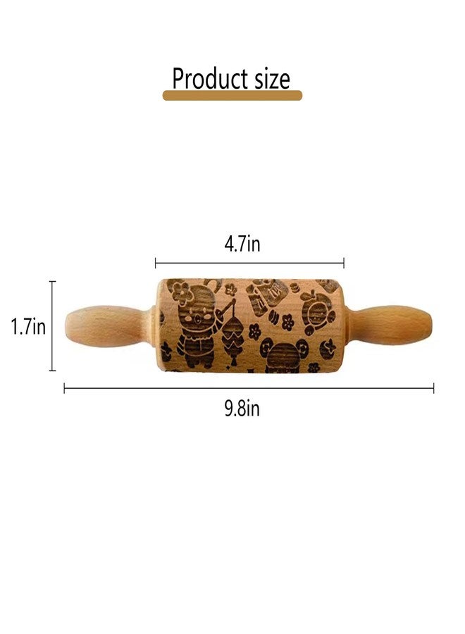 TINMIX Embossed Rolling Pin for Baking, Wooden Decorative Embossing Cookie Roller for Kitchen(Type A09) - Image 3