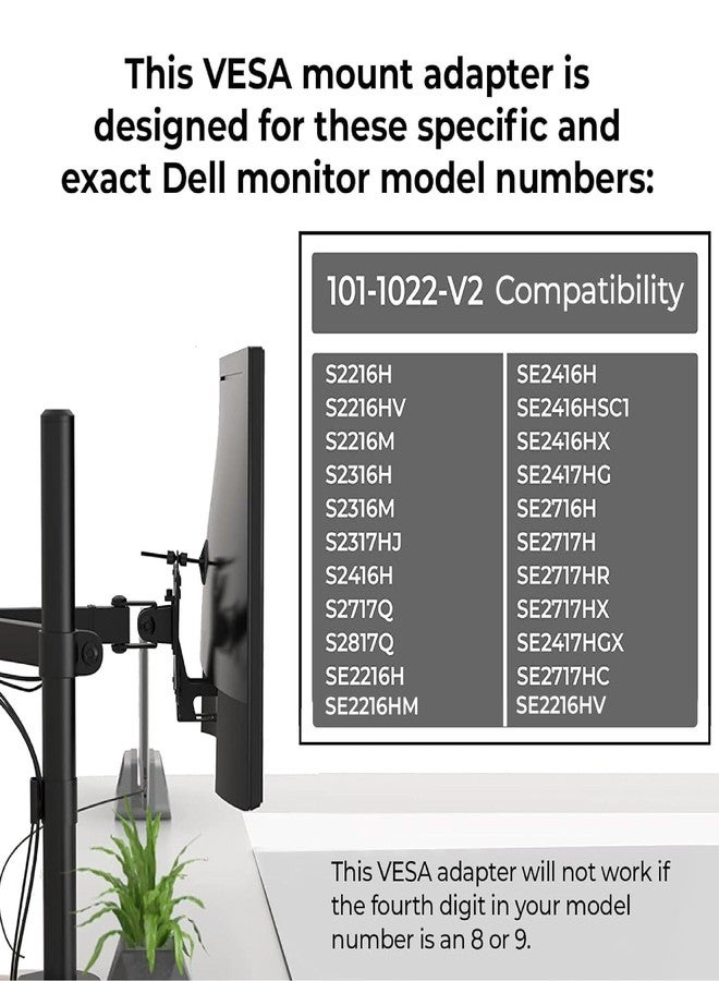 HumanCentric VESA Mount Adapter Compatible with Dell Monitors SE2416HX, SE2717HX, SE2717HR, SE2717H, S2216M, S2216H, SE2716H, SE2216H, SE2417HG SE2416H S2216H and More, 75x75 and 100x100mm Patterns - Image 3