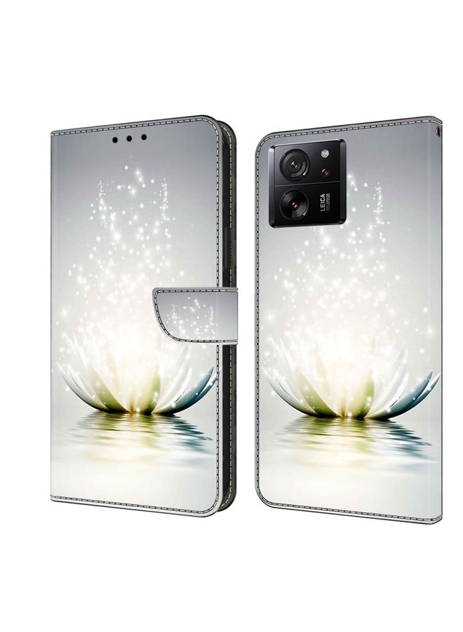 HuHa Case Cover For Xiaomi 13T Pro Crystal 3D Shockproof Protective Leather Phone Case Light Lotus 