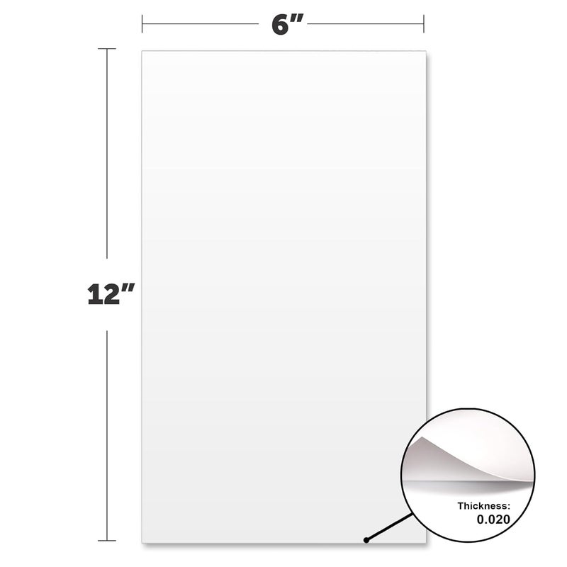 MEGA FORMAT White Polystyrene Flexible Plastic Board Sheet 6" x 12" (.020 Thick) Styrene Sheet, Ideal for Modeling Projects, Displays, Plastic Sheets for Crafts, Styrene Sheets Durable Plastic Sheet (5-Pack) - Image 2