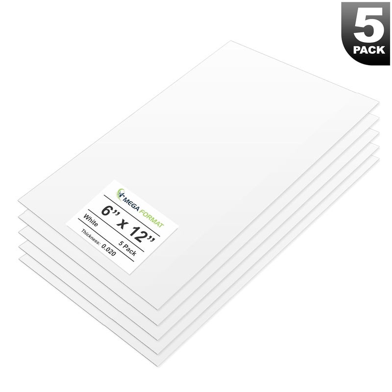 MEGA FORMAT White Polystyrene Flexible Plastic Board Sheet 6" x 12" (.020 Thick) Styrene Sheet, Ideal for Modeling Projects, Displays, Plastic Sheets for Crafts, Styrene Sheets Durable Plastic Sheet (5-Pack) - Image 3