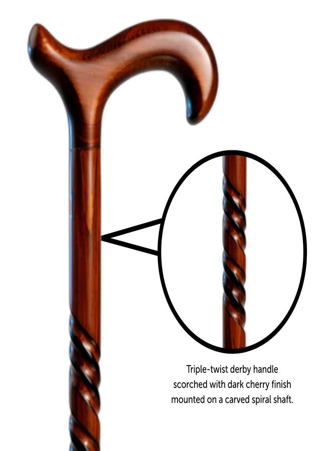 WC Wood Walking Canes - Triple Twist Derby - 36" Long - Premium Wood - Image 3