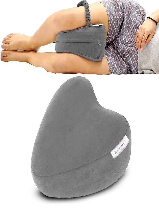 RINIPO Orthopedic Knee Pillow for Side Sleeping - (Grey), Adjustable Strap, Memory Foam Washable Zip Cover, Relief, Hip, Back & Knee Support, Knock Knee Pillow for Leg Support - 6 Month Warranty - Image 1