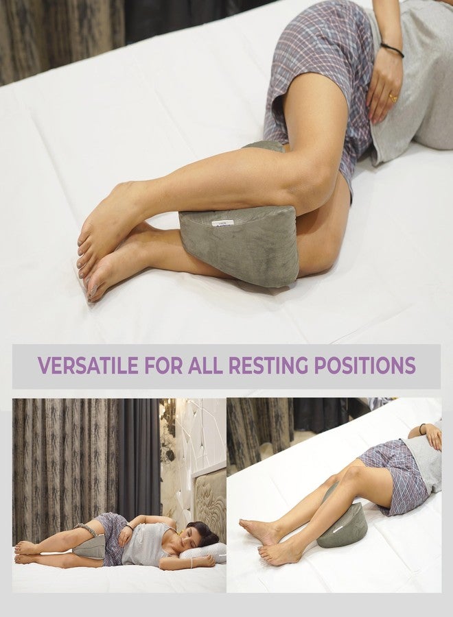 RINIPO Orthopedic Knee Pillow for Side Sleeping - (Grey), Adjustable Strap, Memory Foam Washable Zip Cover, Relief, Hip, Back & Knee Support, Knock Knee Pillow for Leg Support - 6 Month Warranty - Image 5