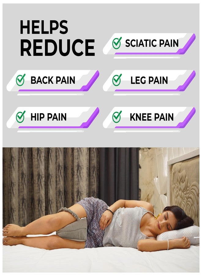 RINIPO Orthopedic Knee Pillow for Side Sleeping - (Grey), Adjustable Strap, Memory Foam Washable Zip Cover, Relief, Hip, Back & Knee Support, Knock Knee Pillow for Leg Support - 6 Month Warranty - Image 4