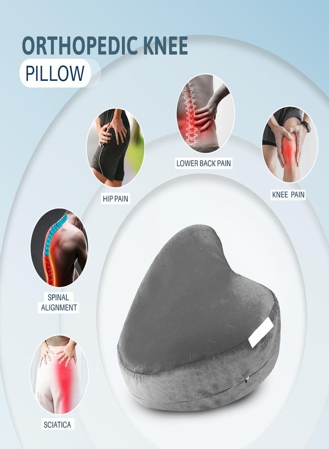 RINIPO Orthopedic Knee Pillow for Side Sleeping - (Grey), Adjustable Strap, Memory Foam Washable Zip Cover, Relief, Hip, Back & Knee Support, Knock Knee Pillow for Leg Support - 6 Month Warranty - Image 2