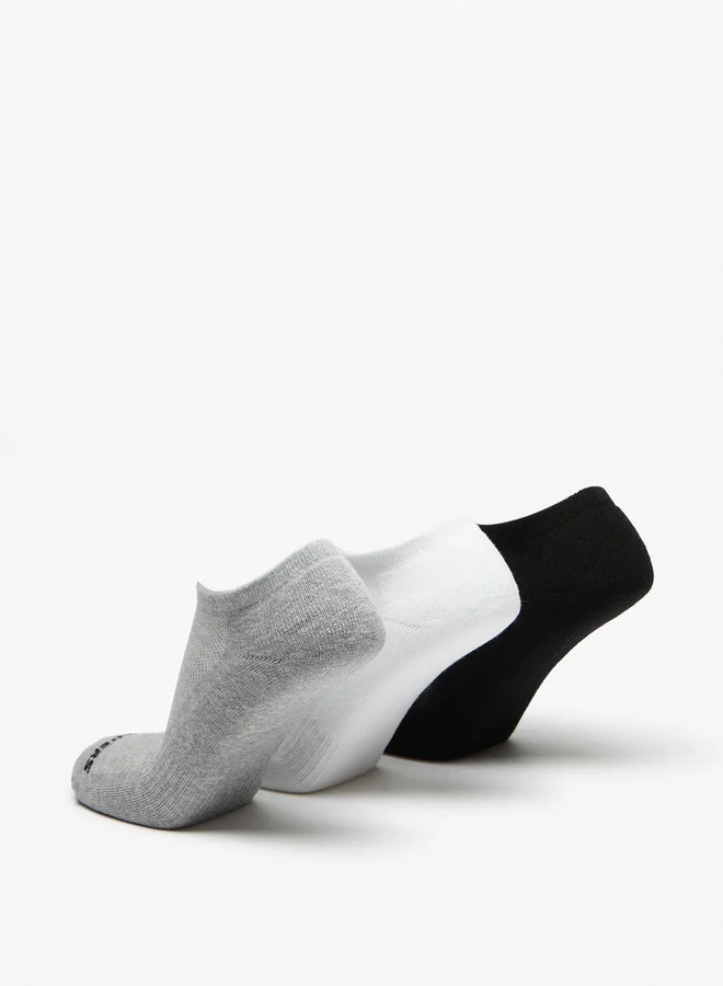 Skechers  Logo Print Ankle Length Sports Socks - Set of 3 for Men | Best Price UAE