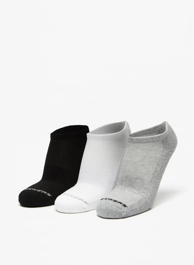 Logo Print Ankle Length Sports Socks - Set of 3