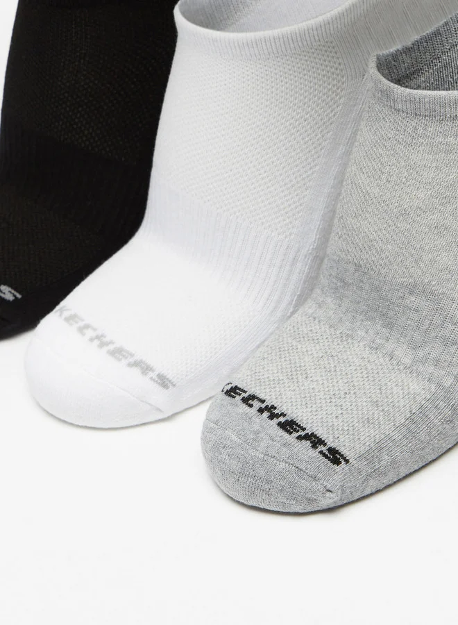 SKECHERS Logo Print Ankle Length Sports Socks - Set of 3