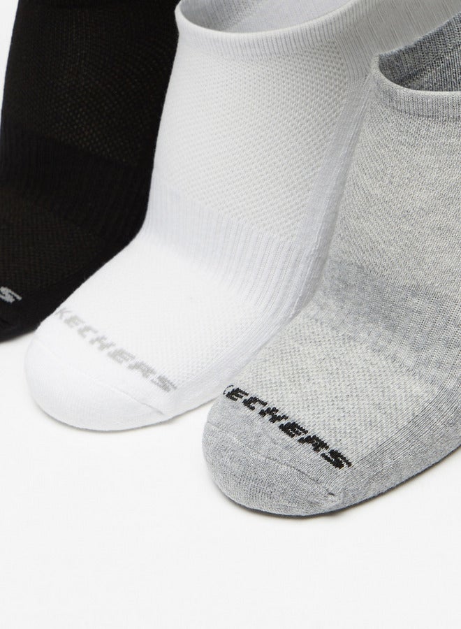SKECHERS Logo Print Ankle Length Sports Socks - Set of 3 - Image 2