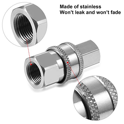 Hotop 2 Sets Hotop NPT 3/8 Inch Stainless Steel Male and Female Quick Connector Kit Pressure Washer Adapters (Internal Thread) - Image 3