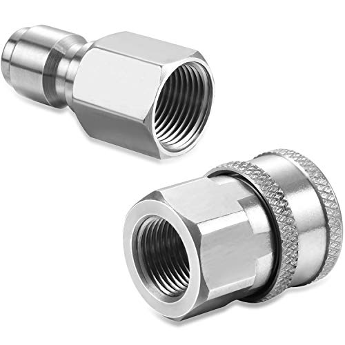 Hotop 2 Sets Hotop NPT 3/8 Inch Stainless Steel Male and Female Quick Connector Kit Pressure Washer Adapters (Internal Thread) - Image 4