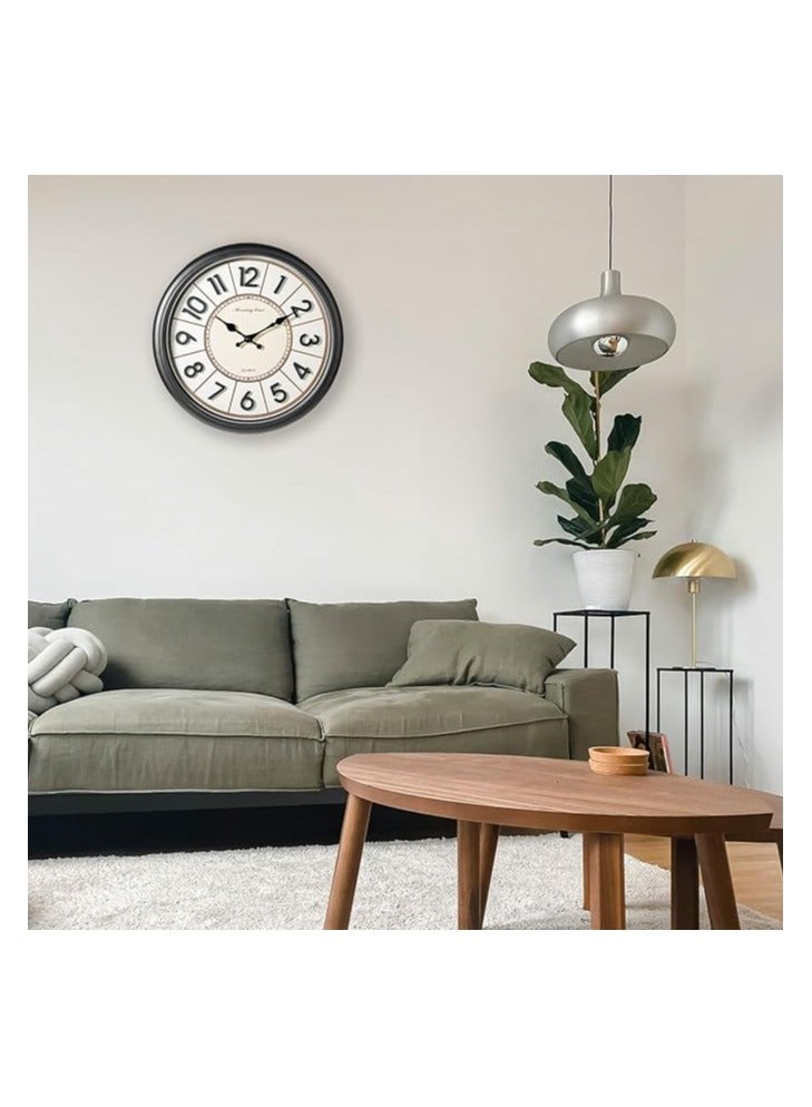 Raxoom ساعة حائط تاهيتكا، 40 سم، دائرية مع أرقام ثلاثية الأبعاد، ساعة حائط كبيرة صامتة، تعمل بالبطارية، ديكور حديث للمنزل، المكتب، وغرفة المعيشة - Image 2