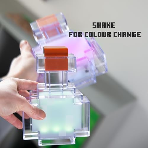 Phoenix Minecraft: LED Night Lamp - Potion - 7" Night Light w/ 8 Color Modes, Shake for Color Change, Illuminate Up to 6hrs, USB, Game Themed Decor, Licensed - Image 5