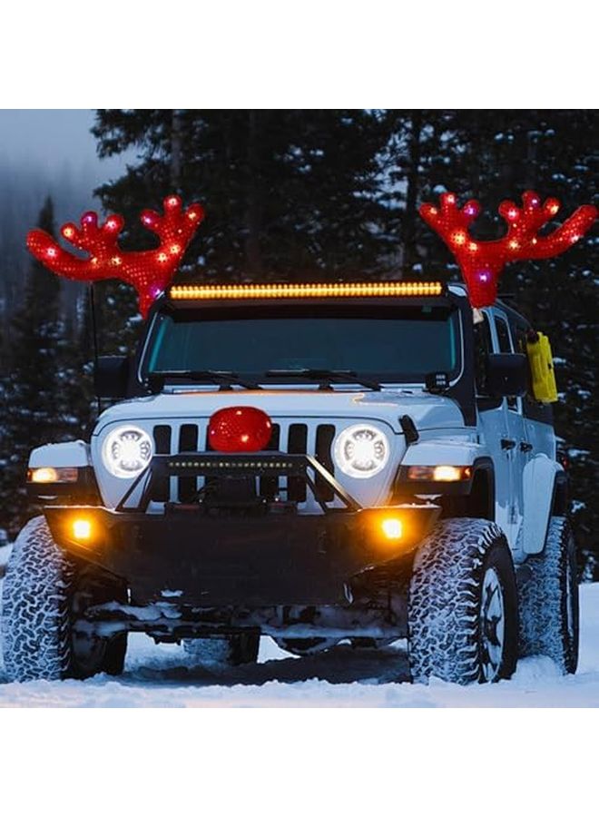 Red Christmas Car Decorations LED Light Festive Deer Antler Design Easy Installation - Image 3