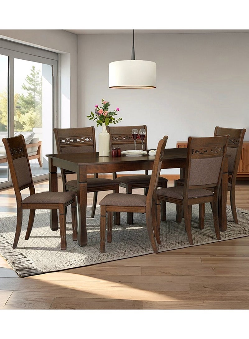 ROYALOAK Johor Wooden 6 Seater Dining Table with Veneer Finish (160 x 76.5 x 90cm) - Image 1
