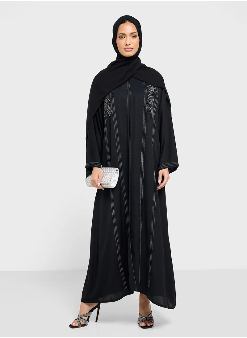 هيا كلوزيت Embroidered Abaya with Sheila