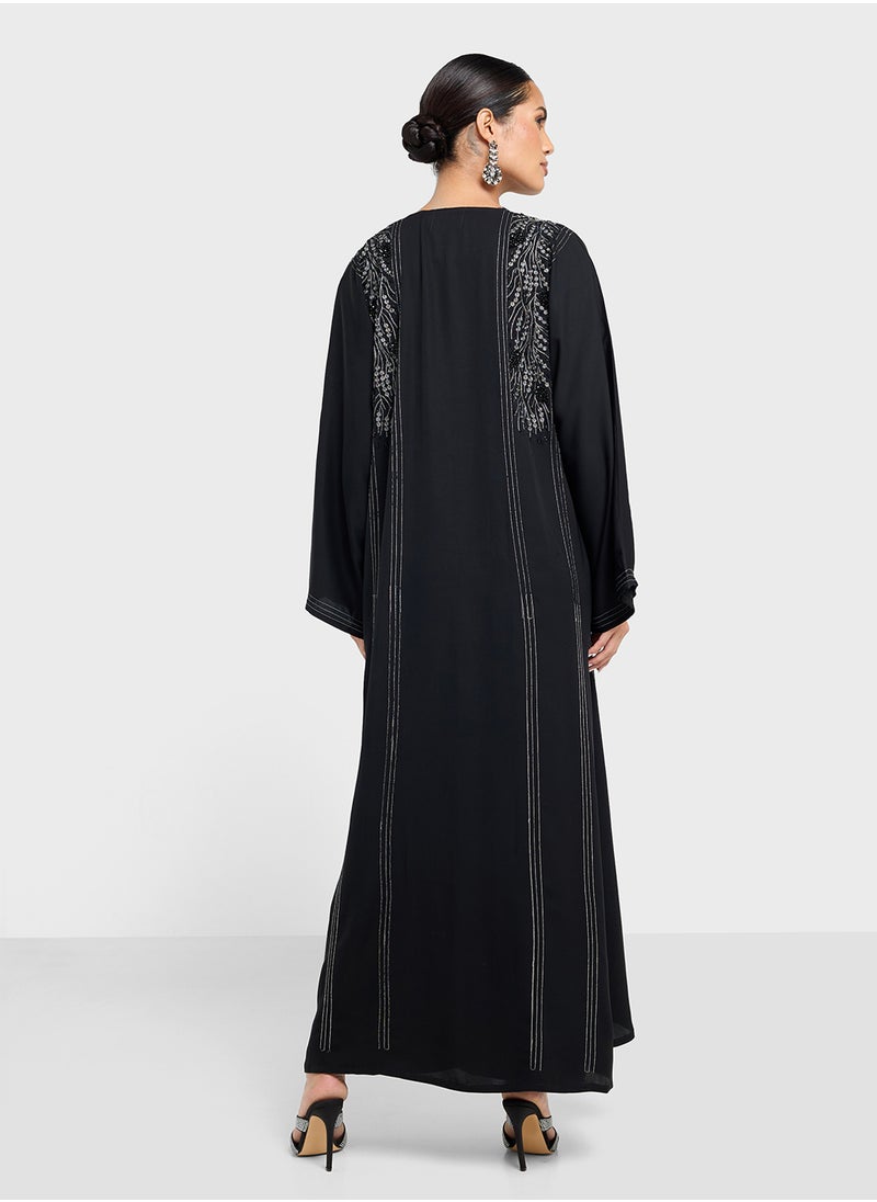 hayas closet Embellished Flared Sleeve Abaya  - Image 2