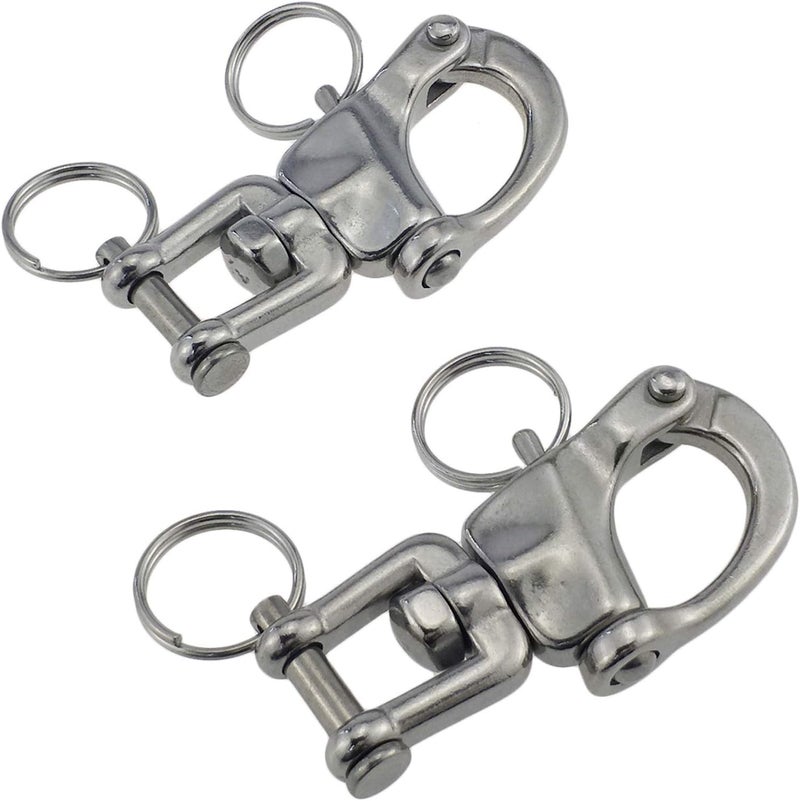 keehui Pair of 2-3/4inch Jaw Swivel Snap Shackle 316 Stainless Steel for Sailboat Spinnaker Halyard - Image 1