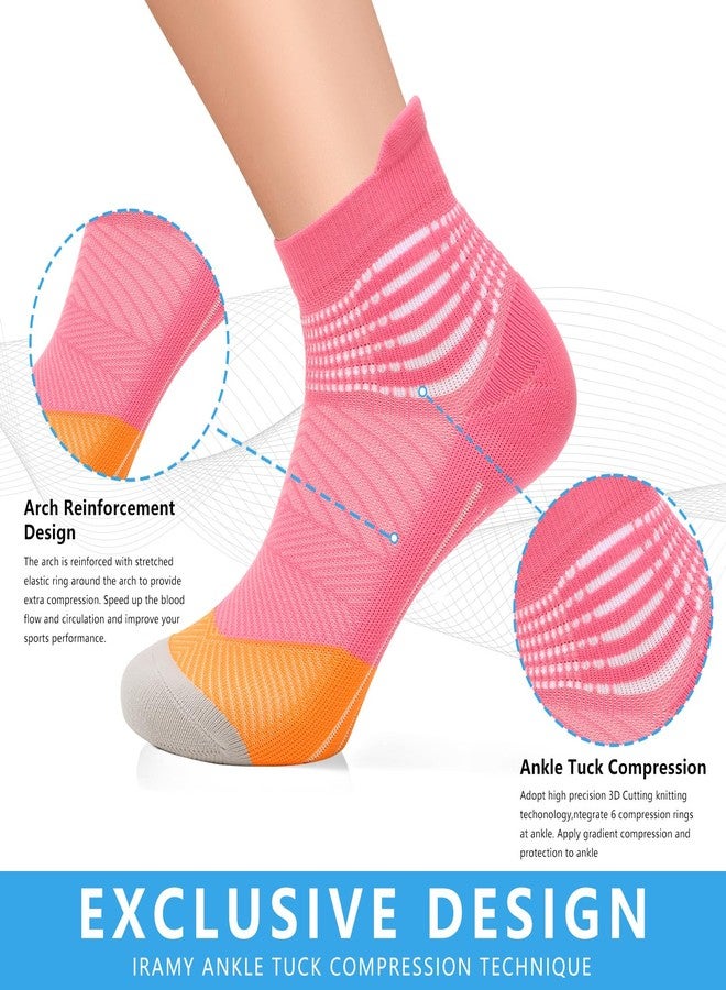 IRAMY Compression Ankle Support Socks Women Coolmax Wicking Cushioned Athletic Plantar Fasciitis Relief 2/3/4 Pairs, Pink+purple+blue-3 Packs, M - Image 2