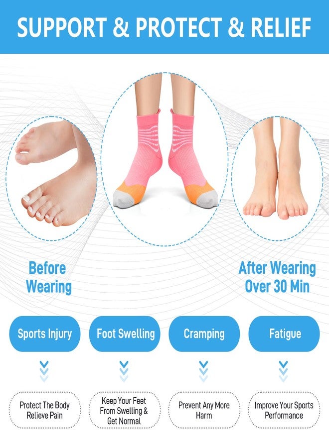 IRAMY Compression Ankle Support Socks Women Coolmax Wicking Cushioned Athletic Plantar Fasciitis Relief 2/3/4 Pairs, Pink+purple+blue-3 Packs, M - Image 3